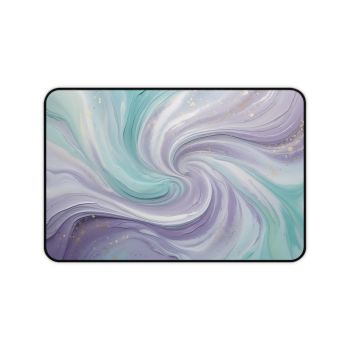 Story Nest Books Elegant Pastel Purple Turquoise Paint Swirl Large Desk Mat Mouse Pad Unique Office Accessory Gift For Her 3 Sizes - 12" Ã— 18"