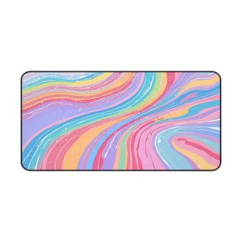 Story Nest Books Colorful Rainbow Abstract Desk Mat Vibrant Protector Mouse Pad Stylish Office Accessory Gift For Home Modern Decor - 16" Ã— 32"