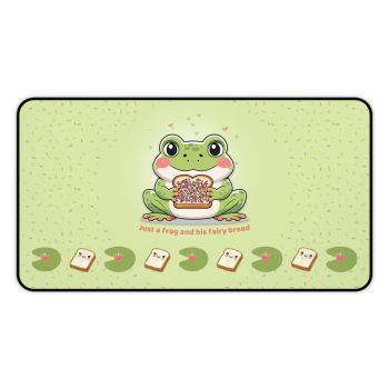 Story Nest Books Cute Frog Desk Mat Kawaii Gaming Mouse Pad Whimsical Office Home Decor Gift For Nature Lovers Pastel Work Or Study - 12" Ã— 22"