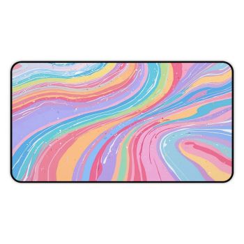 Story Nest Books Colorful Rainbow Abstract Desk Mat Vibrant Protector Mouse Pad Stylish Office Accessory Gift For Home Modern Decor - 12" Ã— 22"