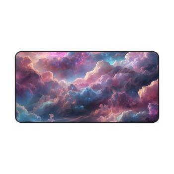 Story Nest Books Celestial Clouds Desk Mat Cosmic Colorful Gamer Fantasy Mouse Pad Home Office Decor Gift For Astronomers Aesthetic Accessories - 16" Ã— 32"