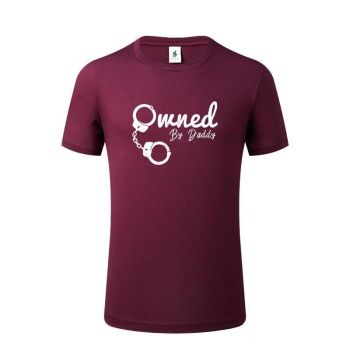 House Of Dasein Owned By Daddy Shirt Bdsm Ddlg Submissive T-Shirts For Fantasy And Fetish Use - Claret - L