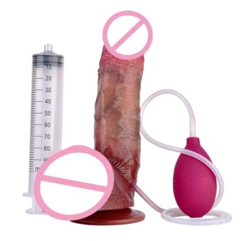 House Of Dasein Lifelike Squirting Penis Silicone Dildo With Sucker For Women Anal Plug - Style 120 Syringe And Bulb