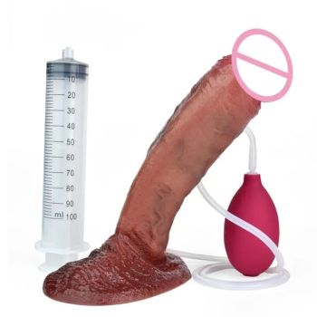 House Of Dasein Lifelike Squirting Penis Silicone Dildo With Sucker For Women Anal Plug - Style 197 Syringe And Bulb