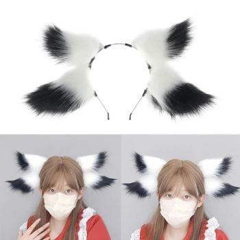 House Of Dasein Women Girls Cartoon Fox Ears Shaped Headband Plush Hair Hoop Cosplay Accessories - Style U