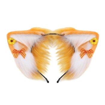 House Of Dasein Women Girls Cartoon Fox Ears Shaped Headband Plush Hair Hoop Cosplay Accessories - Style J-Adult
