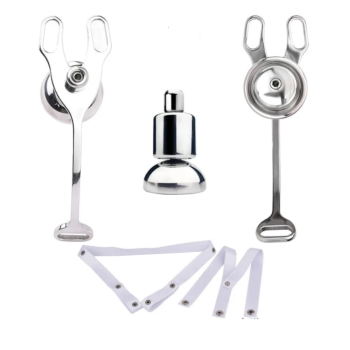 House Of Dasein Strap-Ons Stainless Steel Chastity Cages Inward Pressure Penis Lock Silicone Clit Bdsm Toy - White Belt