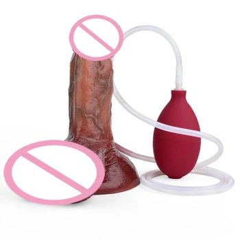 House Of Dasein Lifelike Squirting Penis Silicone Dildo With Sucker For Women Anal Plug - Style 190 With Bulb
