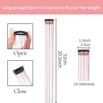 Hair Tinsels Festival Extensions Glitter 12 Piece Clip On Accessory Set 52Cm Long For Christmas And New Year Suitable Women Girls Children (Black)