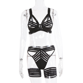 House Of Dasein Hollow Out Strappy Black Bondage Fetish Lingerie Women - L