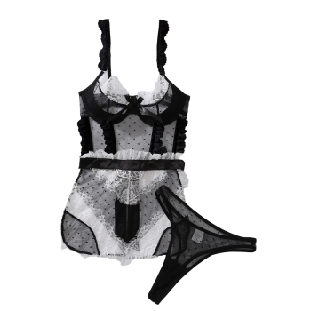 House Of Dasein Hollow Out Backless No Take Off Seductive Jumpsuit With Steel Ring - Black And White - L