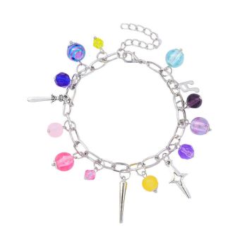 Veile Studios Cartoon Anime: Demon Slayer Girl Group Bracelet Fashion Diy Beaded Alloy Drip Oil Jewelry