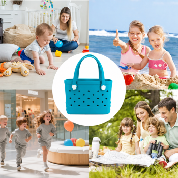 Waterproof Hexagon Mesh Beach Bag - Large Capacity Travel Storage Tote for Swimwear Towel Sunglasses - Lake Blue Small 28x21x11cm