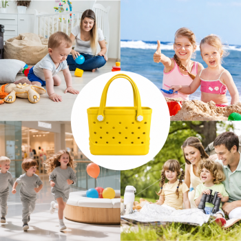 Waterproof Hexagon Mesh Beach Bag - Large Capacity Travel Storage Tote for Swimwear Towel Sunglasses - Yellow Small 28x21x11cm