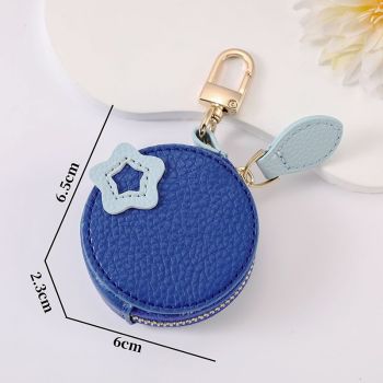 Fruit Coin Purse Keychain 3-Pack - Cute Leather Car Keychain Pendant for Women - Novelty Bag Charm for Keys Handbags Totes - Blueberry (3-Pack)