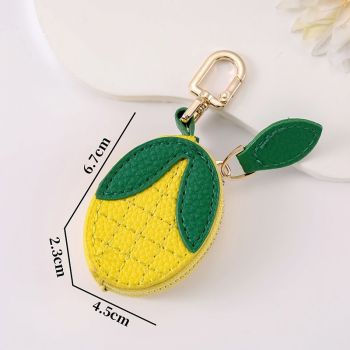 Fruit Coin Purse Keychain 3-Pack - Cute Leather Car Keychain Pendant for Women - Novelty Bag Charm for Keys Handbags Totes - Corn (3-Pack)