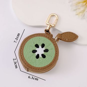 Fruit Coin Purse Keychain 3-Pack - Cute Leather Car Keychain Pendant for Women - Novelty Bag Charm for Keys Handbags Totes - Kiwi (3-Pack)