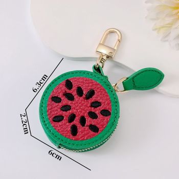 Fruit Coin Purse Keychain 3-Pack - Cute Leather Car Keychain Pendant for Women - Novelty Bag Charm for Keys Handbags Totes - Watermelon (3-Pack)