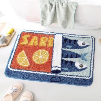Bathroom Tufted Velvet Bath Mat - Super Absorbent Non Slip Rug for Bathroom Kitchen Entrance - Soft Polyester Floor Mat for Shower Toilet - Sea Salt Blue 50x80cm
