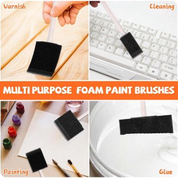 4 Pcs Foam Art Paintbrushes,Wood Handle Sponge Brushes 1'', 2'',3'' & 4'' Sponge Paint Brush for Painting, Craft, Staining, Varnish, Touch Up DIY Craft Projects