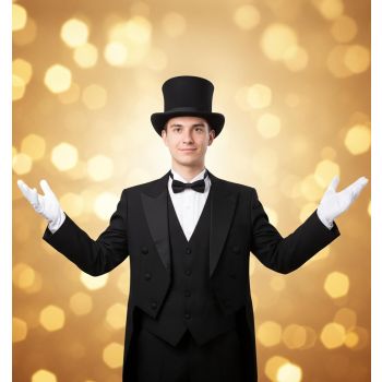 2 Pair White Gloves Men, White Cotton Gloves Santa Butler Marching Band Costume for Men, Perfect for Magician Parties, Christmas Costume, and Butler Band Dress-Up, 4Pcs