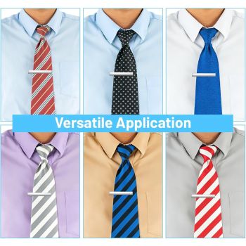 3 Pack Tie Bar Silver, Silver Tie Clip for Men Stainless Steel Necktie Bars, Anti-Slip Grip for Office Wedding Party