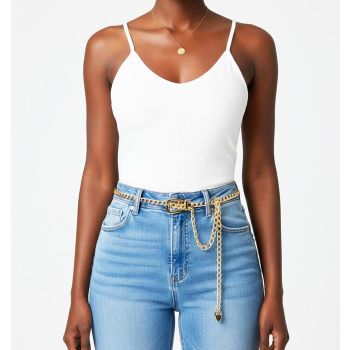 Gold Belt Chain, Adjustable Gold Chain Belts For Women, Stylish Accessory for Jeans Dresses Body Waist Decoration (41.7 Inch/106 cm Long)