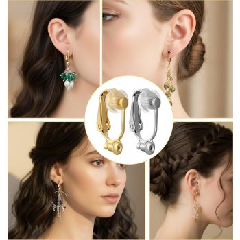 10PCS Earring Converters, Clip on Earring Converter with 6 Silicone Pads for Non-Pierced Ears, (Silver & Gold)