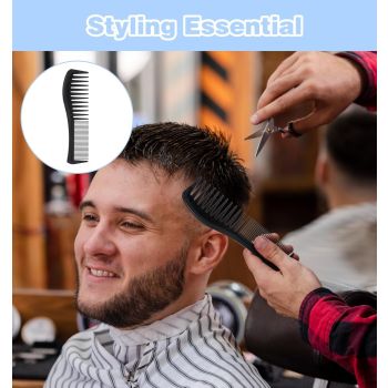 4 Pcs Boys Comb, 2-In-1 Plastic Comb, Wide and Fine Double Tooth Black Combs & Blue Combs for Men, Women All Hair Types, Beard and Mustache (2 Colors)