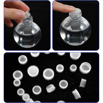 60Pcs Salt and Pepper Stoppers Plugs, 6 Sizes (13/15/17/18/19/23 mm) Plastic Bottle Plugs, Leak-Proof Clear Caps for Spice Containers & Shaker Bottles, Reusable
