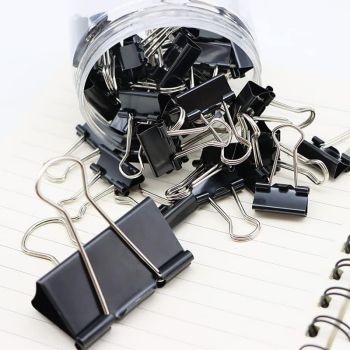 120Pcs Binder Clips Assorted Size, Office Clips with Clear Storage Container, Bulldog Clips, Paper Clips, Office Supplies