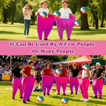 Granny Pants Yard Game Set Giant Outdoor Party Activity for Kids and Adults, Big Pants Ball Catching Set with 4 Balloons and Pump, Funny Lawn Activity, Ring Toss Games (Deep Pink)