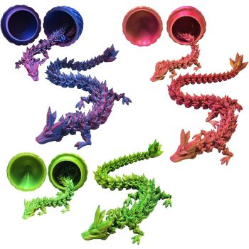 3 PCS MINI 3D Printed Dragon in Egg,Full Articulated Crystal Dragon,Flexible Joints Home Decor Executive Desk Toys, Creative Gifts