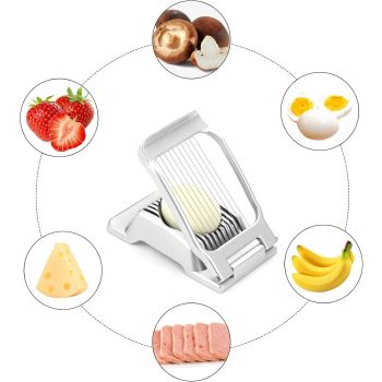 2 Packs Egg Slicer,Strawberry Slicers, Stainless Steel Wire Egg Slicer for Hard Boiled Eggs, Heavy Duty Aluminum Base Metal Egg Cutter for Egg Strawberry Soft Fruit & Food, Dishwasher Safe