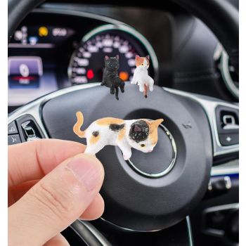 8Pcs Cat Desk Accessories, Cute Resin Mini Cat Desk Figurines for Monitor, Car Dashboard & Desk-Decor, Adorable Mini Cats Figurines for Office Car Home Decor, Ideal Gift for Cats Lovers