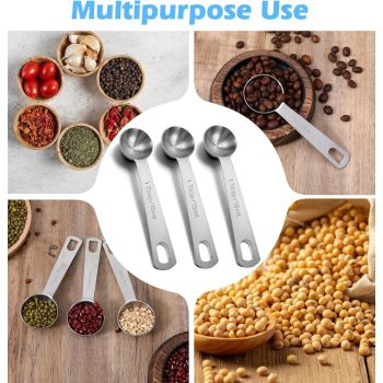 1 Tablespoon Measuring Spoon, 3PCS Stainless Steel Single Measuring Spoon, 3 Tsp/1 Tbsp Marked, Durable Rust Resistant Metal for Cooking Baking Coffee Sugar (Silver, 15 Ml)