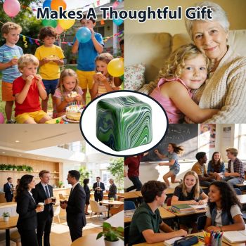 Large Veined Ice Cube Squishy Toy, 7cm (2.76 Inch) Big Stress Cube, Soft Sensory Fidget Toy for Anxiety Relief and Focus for Youth Adults, Squishy Ball (Green)