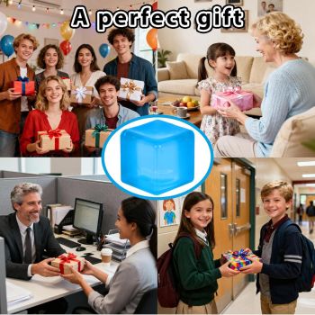 Ice Cube Squishy Stress Ball,1.98"*1.98" Medium Squishy Cube Fidget Toy, Ice Cube Pieces Silent Nice Square Shape Anxiety Sensory Squishy Fidget Toy Slow Rise, Classroom Prizes, Calming(Blue)