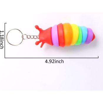 6 PCS Mini Fidget Slug Key-chain Toys,3D Articulated Stretch Caterpillar Sensory Stress Relief Flexible Hand Toy, Ideal Party Favor Colorful Office Desk Pet Toys(Random Color)