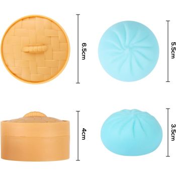 5 PCS Colorful Dumpling Stress Balls Fidget Sensory Toy,Squeeze Dough Ball Stress Relief Hand Toy,Bun with Food Steamer Stretchy Desk Toys