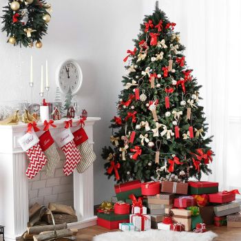 200 PCS Merry Christmas Gift Tags,Mini Kraft Paper Gift Tags,Craft Hanging Decoration Labels with 65.6 Feet Twines String for DIY Art and Home Party(100Red+100Brown)