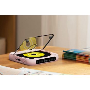 Portable CD Player Bluetooth 5.3 with HiFi Speakers Rechargeable Walkman Supports CD USB MP3 for Home - Pink