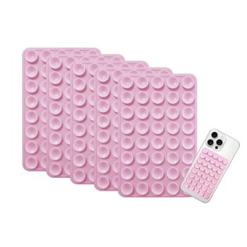 5 Pack Double Sided Silicone Phone Suction Pad 80 Stickers Grip for Car Desk Holder - Pink