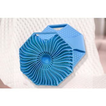 Silicone Body Cleansing Brush Shower Scrubber Gentle Exfoliating and Massage for all Kinds of Skin -Blue