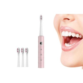 Electric Toothbrush for Adults Powerful Sonic Toothbrush 6 Modes with 4 Replacement Brush Heads - Black