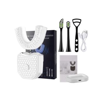 Rechargeable U-Shaped Electric Toothbrush Set for Daily Oral Care - White
