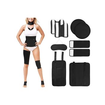 9Pcs Castor Oil Pack Kit Compress Reusable Wrap Belt Inflammation Toxin Remover Set -Nude