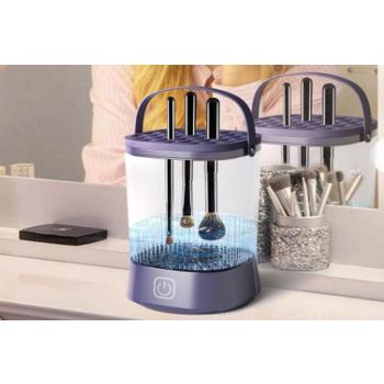 Water-Resistant Electric Makeup Brush Cleaner Automatic Brush Cleaner Dryer Tool -Purple