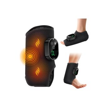 Electric Foot Ankle Massager Joint Pain Relief Heating Vibration Hot Compress - Black