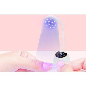 UV LED Nail Lamp Mini Cordless Gel Dryer With Adjustable Gooseneck For Gel Nails - White